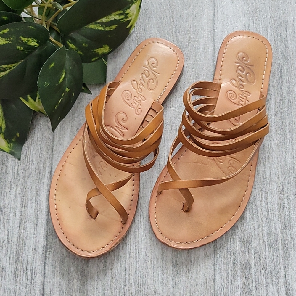 Naughty Monkey tan Chrissy Leather Slide Sandals
